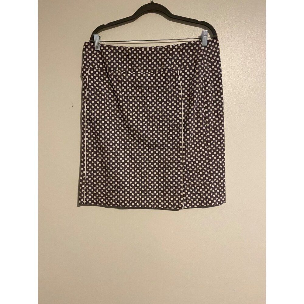 Margaret M Women’s XL Skirt Taupe/White Polka Dot Rayon Blend Career